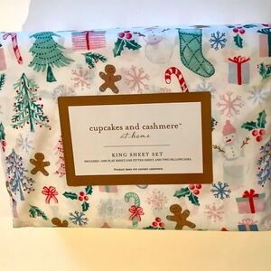 Cupcakes & Cashmere Holiday Retro Cute 4 pc Sheet Set King New